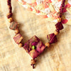 FABRIC NECKLACE TYPE 3 BROWN WITH  FABRIC BEAD PENDANT