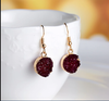 Wine Color Druzy Earring with Golden