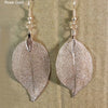 Rose Gold Natural Leaf Dangle Earrings