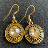 Oval Antique Gold Stone Drop Earrings