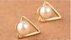 Pearl On Triangle Earrings