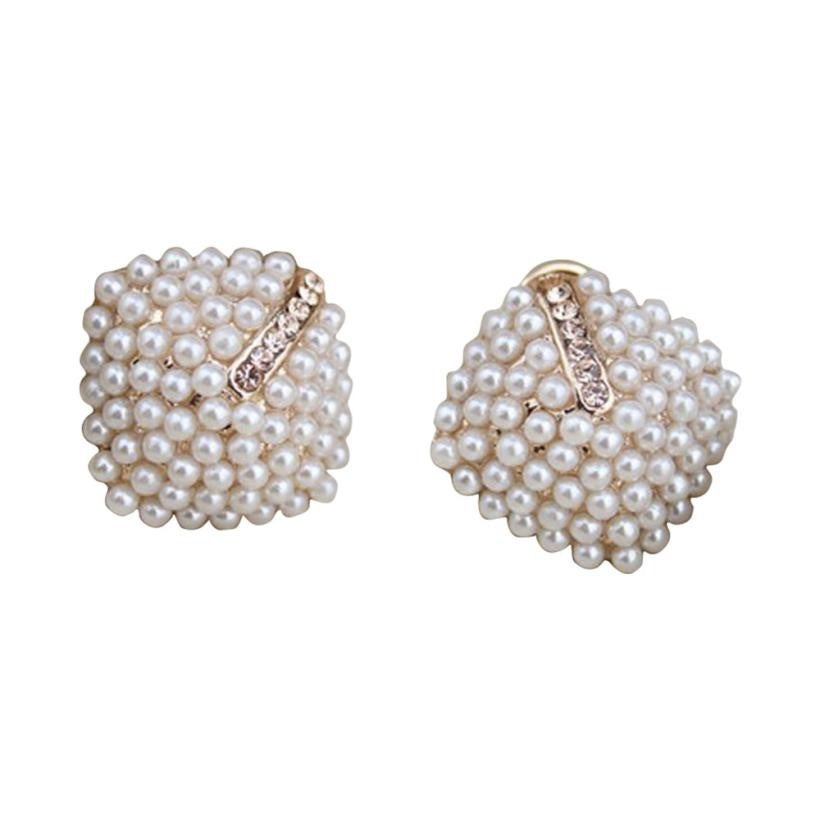 Crystal Rhinestone Pearl Stud Earrings for Women 