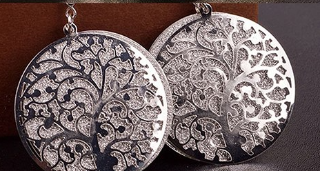 Silver Double Layer Tree of Life Earrings