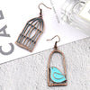 Bird and Cage Dangle Earrings