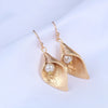 Golden Bud with Pearl Earrings