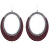 Maroon Oval Dangle Earrings
