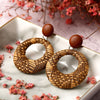 Brown button Cane Earrings