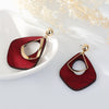 Vintage Style Drop Earrings with Golden Rim RED / GREY / BLACK