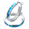 Blue Fire Opal White Stud Earrings