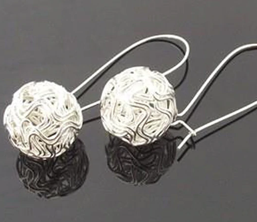 Shiny Silver Ball Earrings